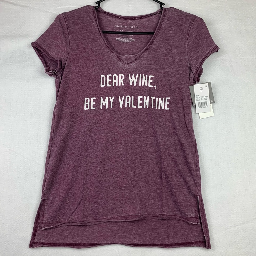 Grayson Threads Women's Wine Short Sleeve Top Size M & S NWT